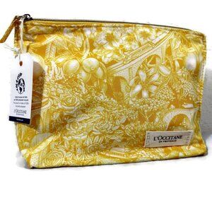 L’Occitane Yellow  Floral Cosmetic Zippered  Pouch  Bag NWT
